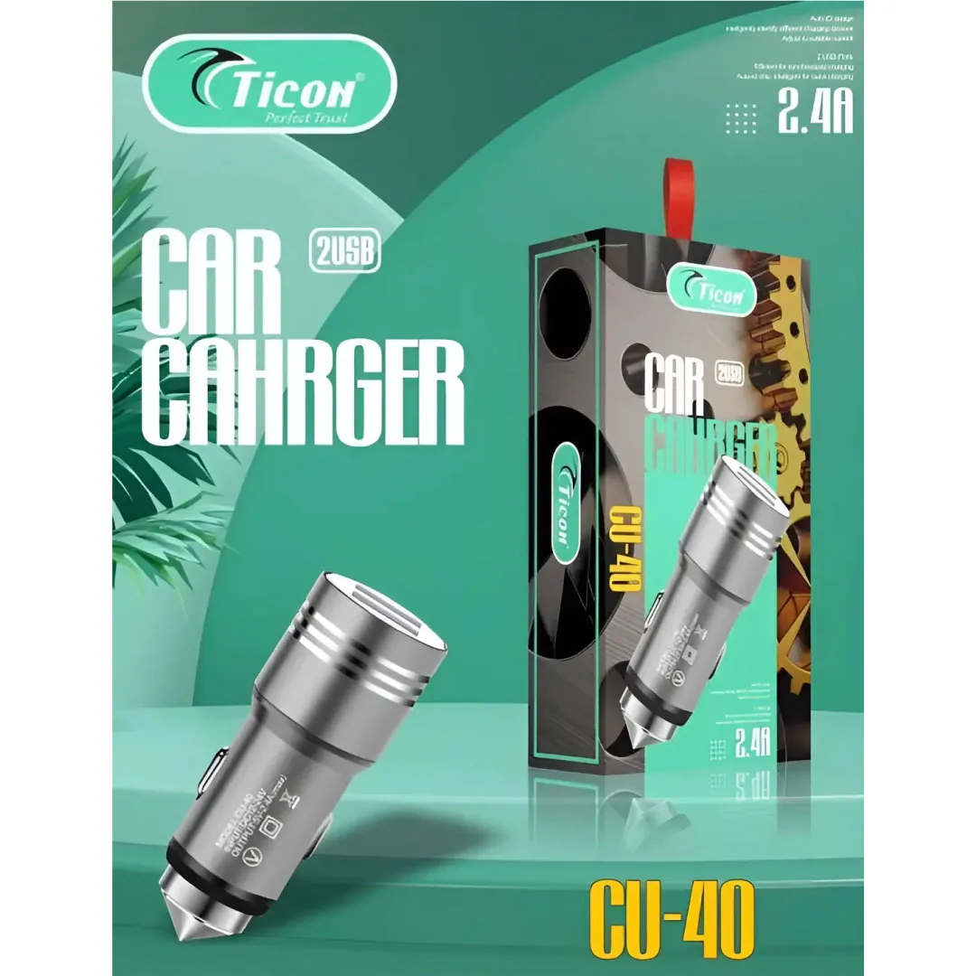 Car Charger 2 USB Port Ticon