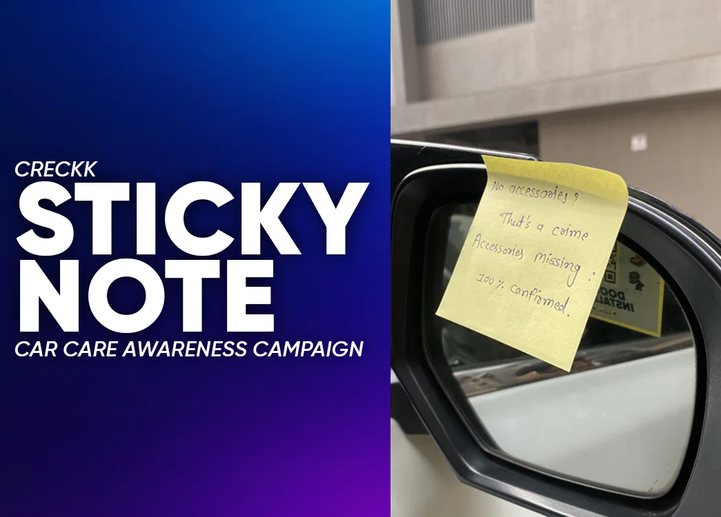 Creckk Sticky Note Car Care Awareness Campaign in Ahmedabad