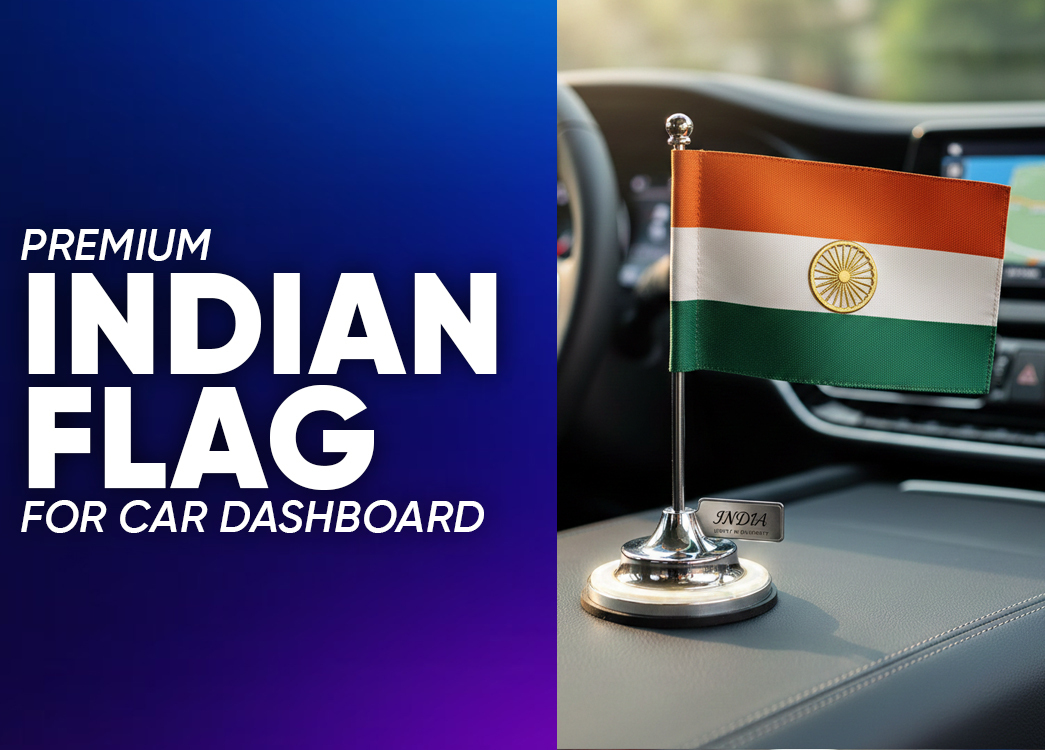 Premium Car Dashboard Indian Flag with Khadi Fabric